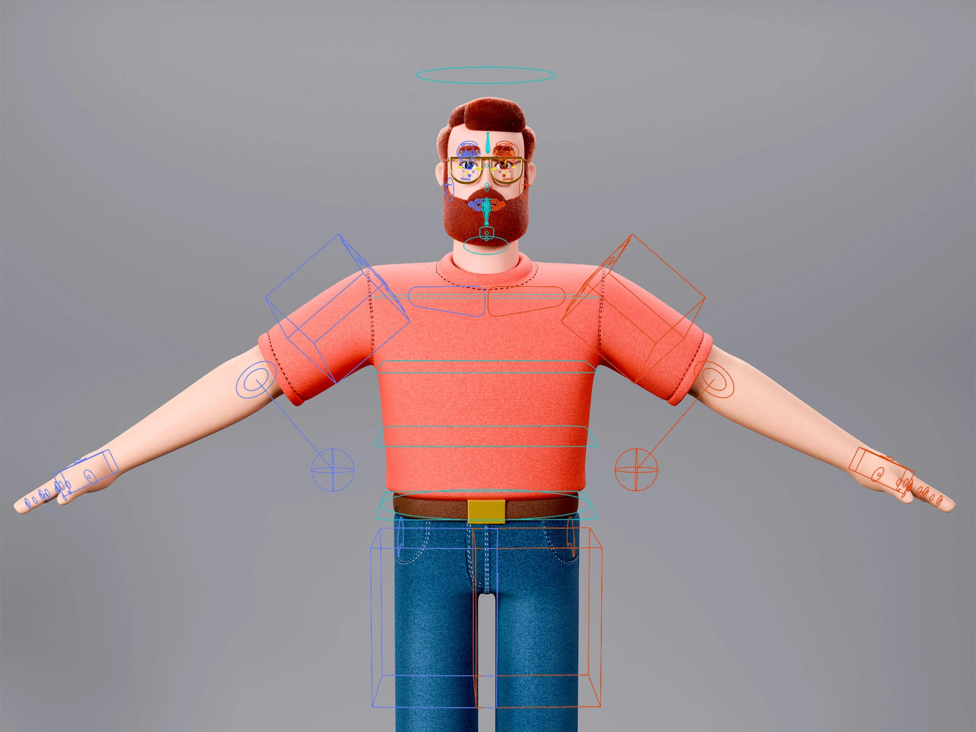 Character Mann in T-Pose mit Rig