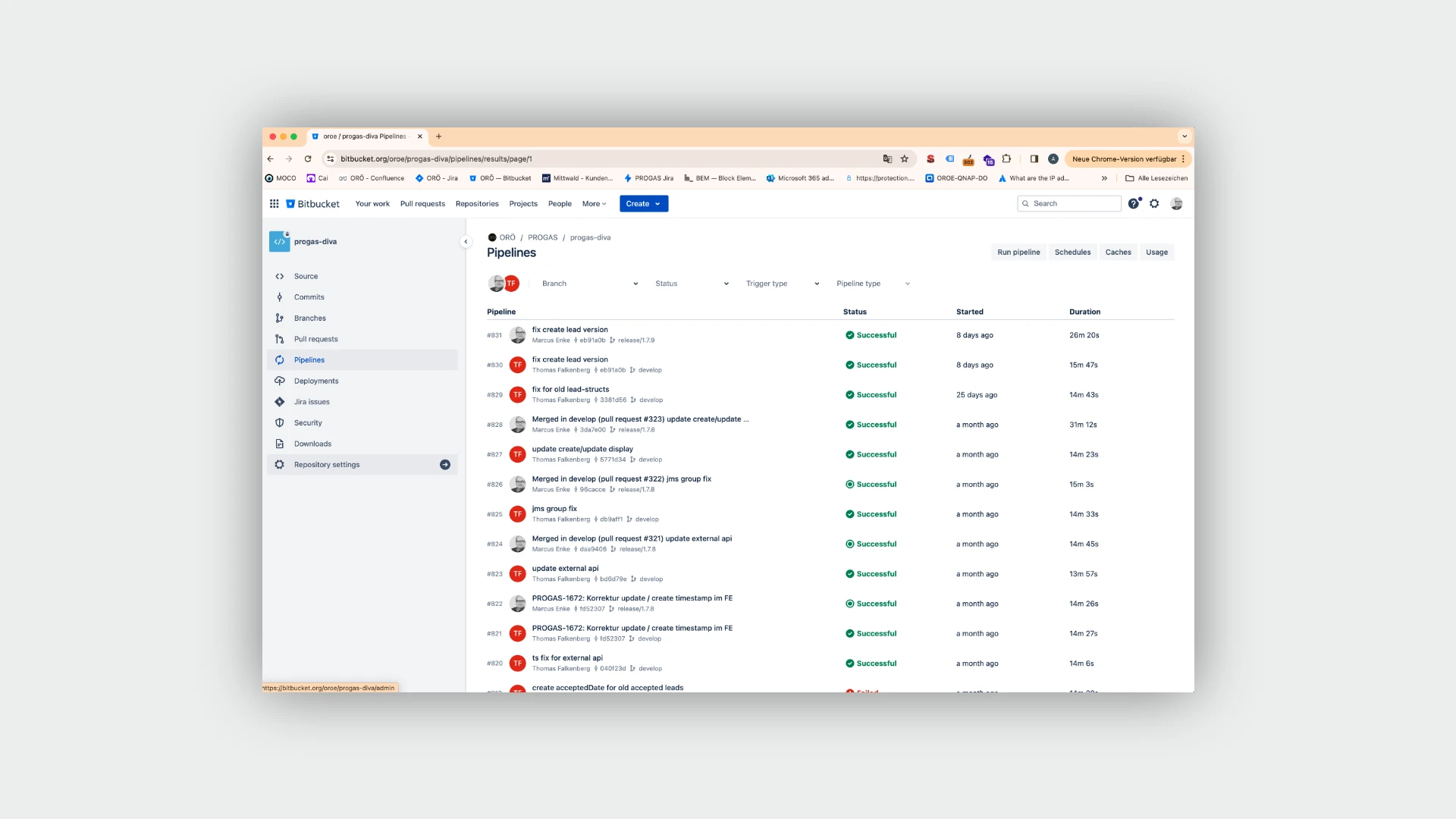 PROGAS DiVA Software Vertriebshilfe Bitbucket Pipelines