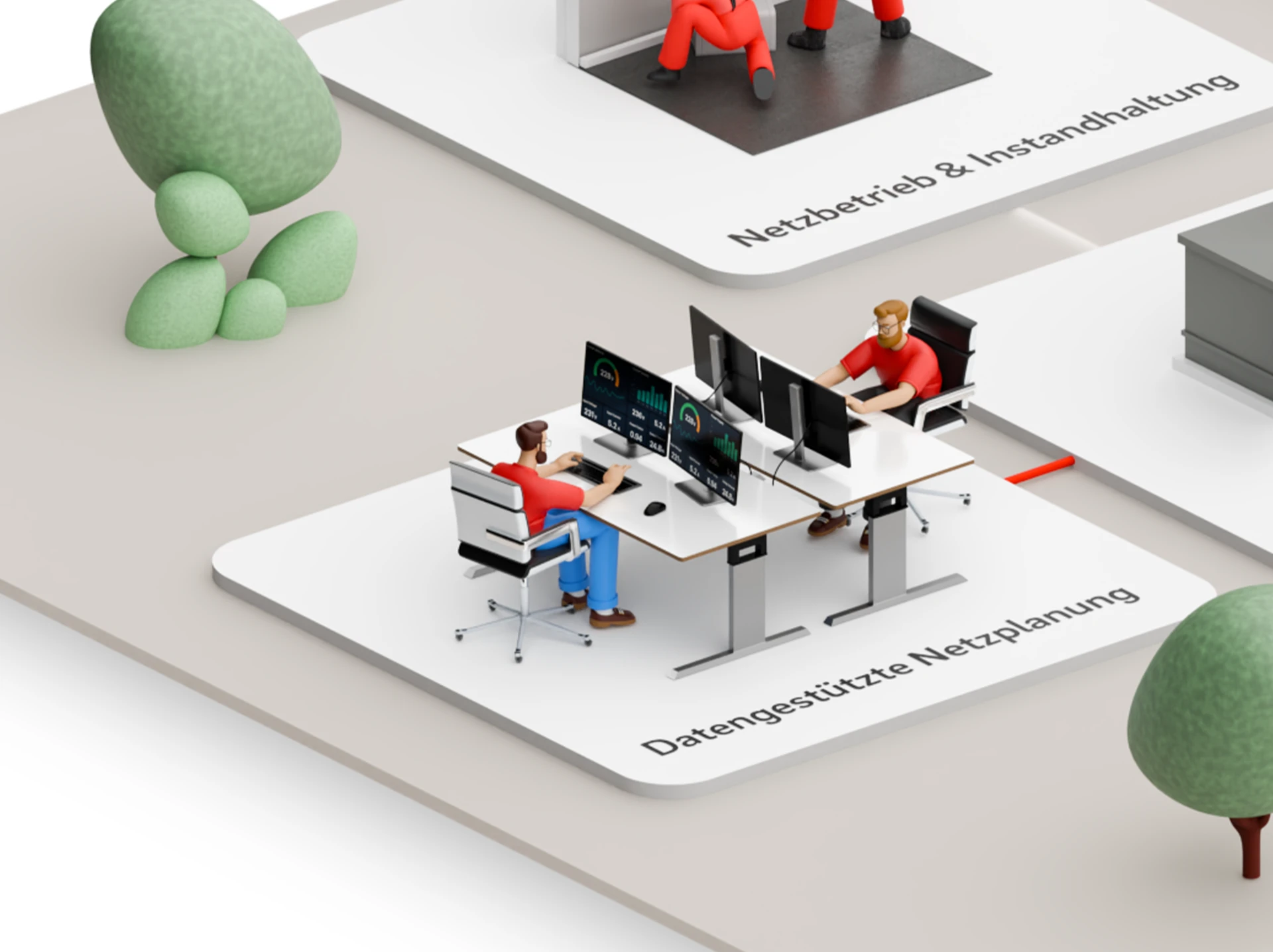 Detailansicht E.ON Schaubild zur digitalen Vernetzung von Energienetzen: Datengestützte Netzplanung