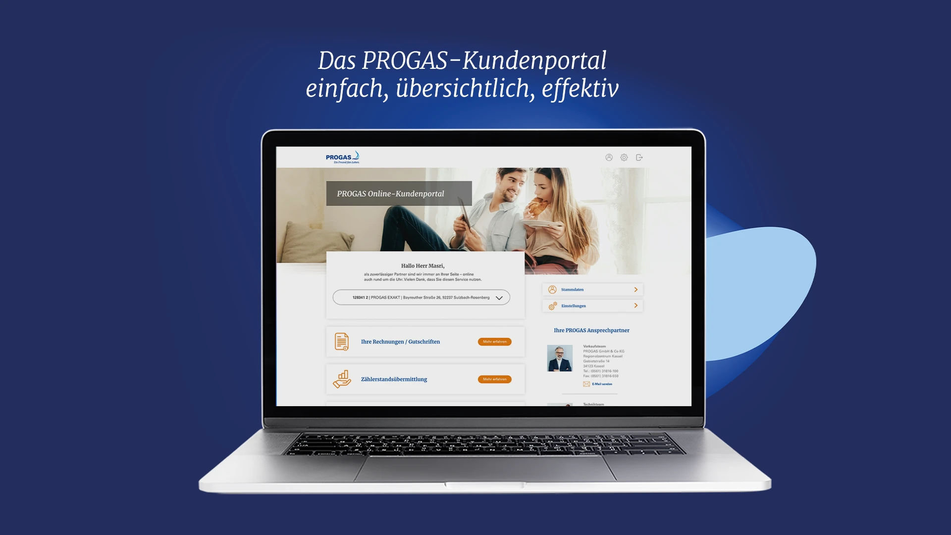 PROGAS Kundenportal Desktop Mockup
