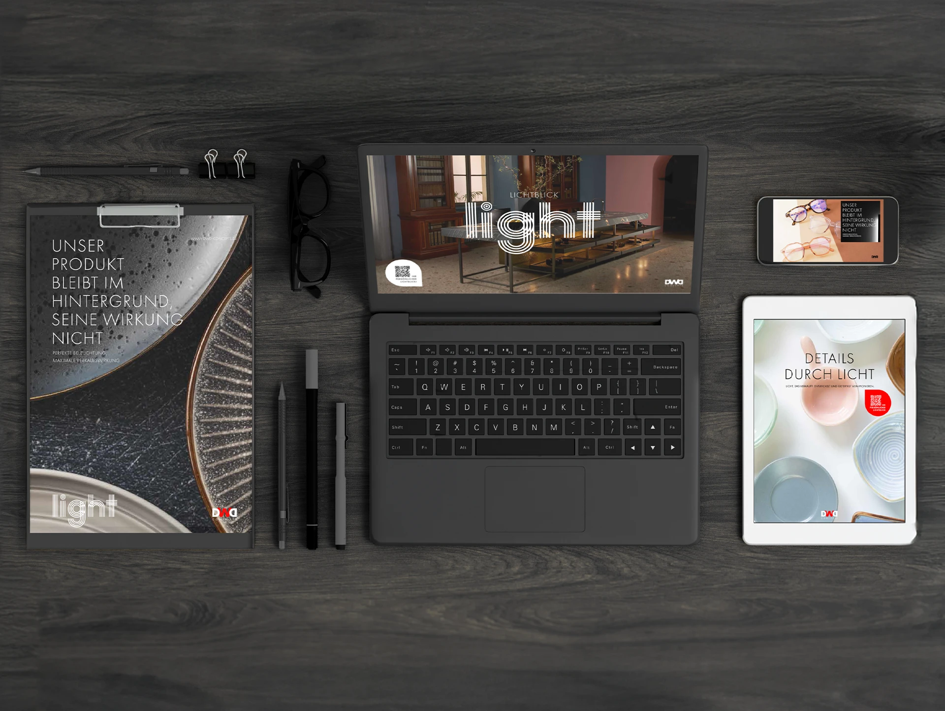 DWD Teaser in Arbeiten Mockup mit verschiedenen Geräten