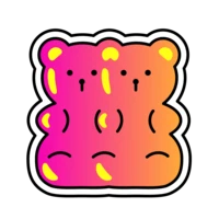 Sticker Partnerschaft, miteinander verschmelzende Gummibärchen